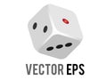 Vector six sided white game die icon, showing sides of 1, 2, 3 Royalty Free Stock Photo