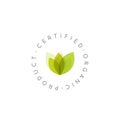 Logo Badge Vegan Friendly, Fresh Certified Organic, Eco Product, Bio Ingredient Label Badge with Leaf