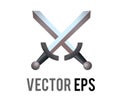 Vector two warrior silver swords icon with steel blades