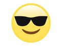 Vector yellow smiley face with black sunglasses flat icon