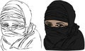 Isolated Vectors of Female Eyes Wearing Headscarf Veil