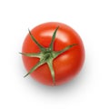 Isolated vegetable tomato. One tomato isolated on white background. Top view Royalty Free Stock Photo