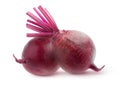 Two isolated raw beetroots