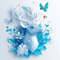 An isolated, vibrant image of a deer in a forest in a splash of color Royalty Free Stock Photo