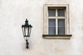 Old street lamp and window in Prague Royalty Free Stock Photo