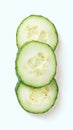 Isolated view of single cucumber slice on white background, plate Royalty Free Stock Photo