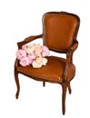 Isolated vintage brown leather armchair Royalty Free Stock Photo