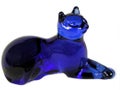 Isolated vintage cobalt blue glass cat knickknack Royalty Free Stock Photo
