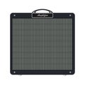 Isolated vintage electric guitar amplifier, equipment for musician flat logo or icon style, print for tee-shirt and graphic design Royalty Free Stock Photo