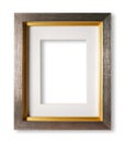 Isolated Vintage Empty Picture Gold Wood Frame For Interior Wall Decoration On White Background