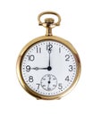 Vintage gold pocket watch showing 9 o`clock Royalty Free Stock Photo