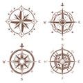 Isolated vintage or old compass rose icons Royalty Free Stock Photo