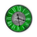 Isolated Vintage Old Green Clock Royalty Free Stock Photo
