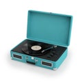 Isolated vintage turqoise turntable Royalty Free Stock Photo