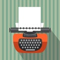 Isolated vintage typewriter. Retro equipment. Flat style. Royalty Free Stock Photo