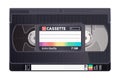 Isolated vintage VHS tape. Vector colored illustration on light background. Original retro object.