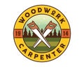 Isolated Vintage Woodwork Carpentry Logo Badge Emblem Illustration