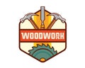 Isolated Vintage Woodwork Carpentry Logo Badge Emblem Illustration