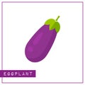 Isolated violet eggplant memory training card