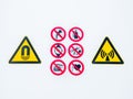 Isolated Warning caution signs at the entrance to the controlled radioactive area lightbox in hospital Royalty Free Stock Photo