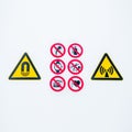 Isolated Warning caution signs at the entrance to the controlled radioactive area lightbox in hospital Royalty Free Stock Photo