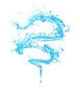 Isolated water splash on a white background. 3d illustration, 3d rendering Royalty Free Stock Photo