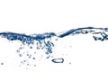 Isolated water splashing with bubbles Royalty Free Stock Photo