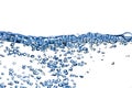 Isolated water splashing with bubbles Royalty Free Stock Photo