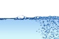 Isolated water splashing with bubbles Royalty Free Stock Photo