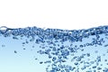 Isolated water splashing with bubbles Royalty Free Stock Photo
