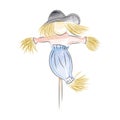 Isolated watercolor sketch of a scarecrow Vector