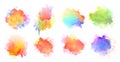 Isolated watercolor splatter stain colorful set of eight