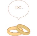 Isolated Wedding Rings Flat Vector Illustration