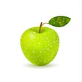 Isolated Wet Green Apple With Water Drops Royalty Free Stock Photo