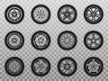 Isolated wheel, tyre and tire collection of icons. Royalty Free Stock Photo