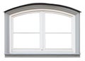 The isolated white arch small modern wooden window