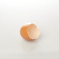 Isolated in White Background, a Cracked Eggshell Reveals Its Delicate Interior Against a Minimalist Surface Royalty Free Stock Photo