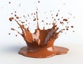 Isolated on a white background, this 3D illustration depicts a chocolate splash with a twisted shape, and it includes a clipping Royalty Free Stock Photo