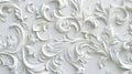 Isolated white background with 3D white floral pattern.