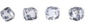 isolated, white background, 3 pictures with different views of ice cubes Royalty Free Stock Photo
