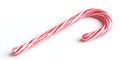 Isolated on white background, a single red and white striped candy cane on a white surface Royalty Free Stock Photo