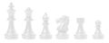 Isolated white chess set chess piece king, queen, bishop, knight horse, rook, pawn on white background. business, competition, Royalty Free Stock Photo