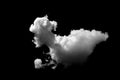 Isolated White cloud over black background natural object. Royalty Free Stock Photo
