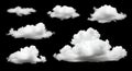 Isolated white clouds collection on black screen Royalty Free Stock Photo
