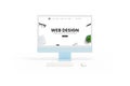 Isolated white computer display monitor with a web design studio concept page in front view Royalty Free Stock Photo