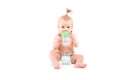 Cute beauty little girl with baby bottle Royalty Free Stock Photo