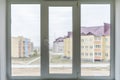 Isolated white double or triple plastic window isolated at home room f