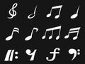 White freehead music note icons