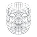 Isolated on white human face mesh 3d modeling recognition head scan vector illustration