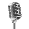 Isolated On White Metallic Retro Microphone.